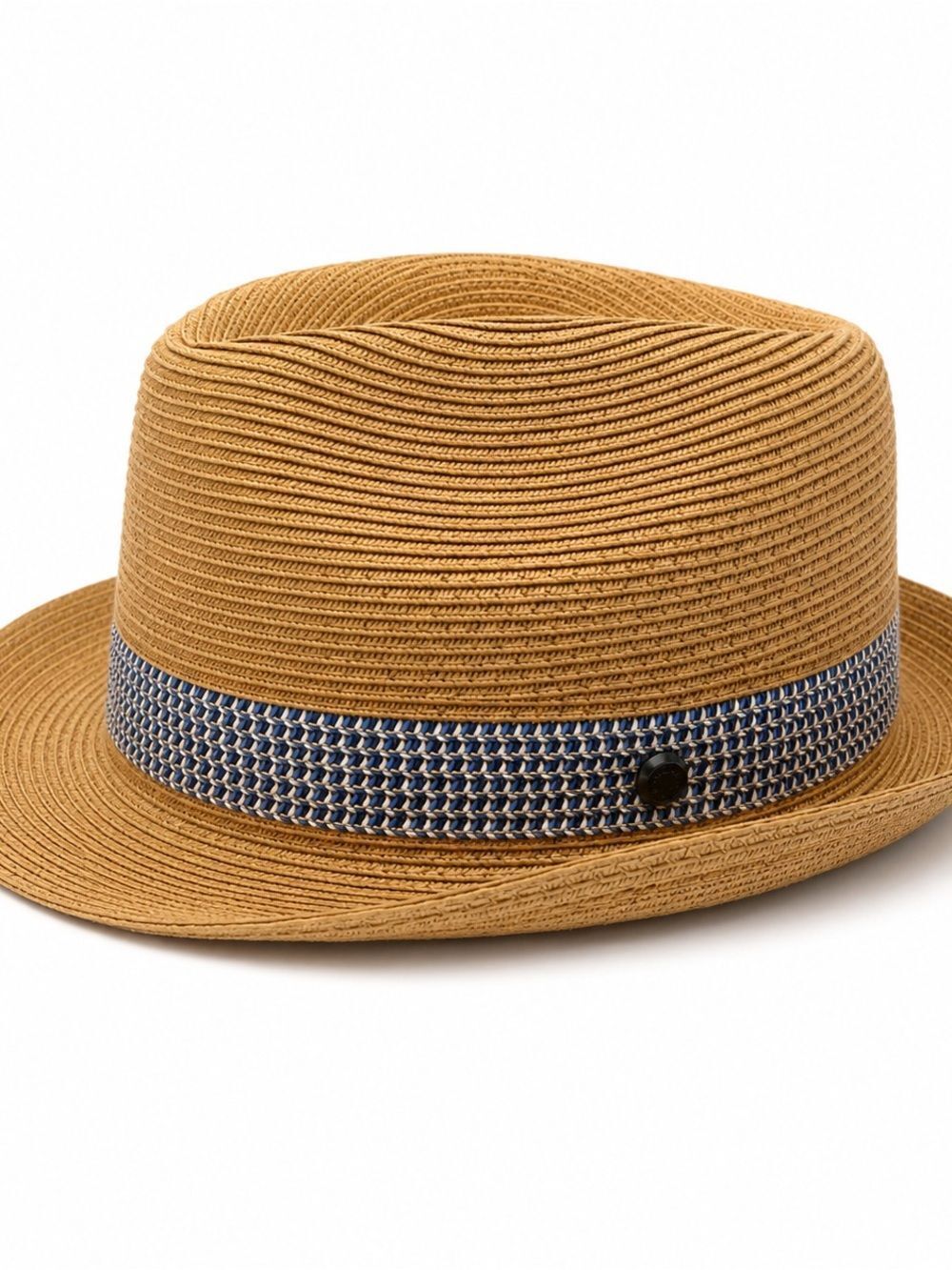 Ted Baker London Woven Straw Fedora Hat | Tan & Blue Band | Size XL (57 cm)
